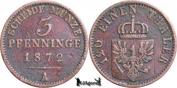 1872 A, 3 Pfenninge - William I  - Kingdom of Prussia
