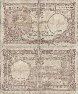1948 (1 September), 20 Francs (P-116) - Belgium