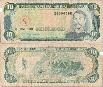 1990, 10 pesos oro (P-132) - Dominican Republic