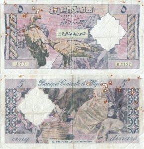 1964 (1 Ianuarie), 5 dinars (P-122a) - Algeria