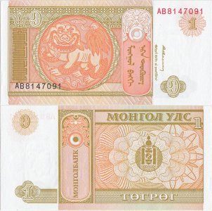 1993, 1 tögrög (P-52a) - Mongolia