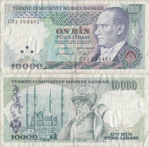 1984, 10.000 Turkish Lira (P-199b) - Turkey