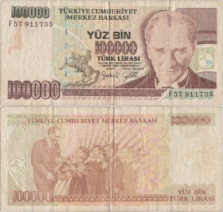 1997, 1.000.000 Turkish Lira (P-206a) - Turkey