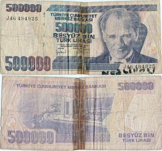 1998, 500,000 turkish lira (P-212a.1) - Turcia