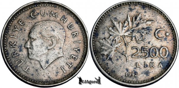 1992, 2500 Lira - Turkey