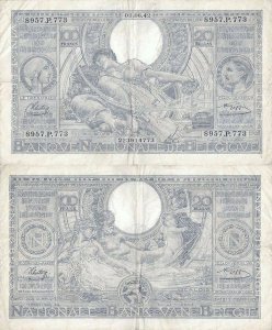 1942 (1 June), 100 francs (P-107a.20) - Belgium