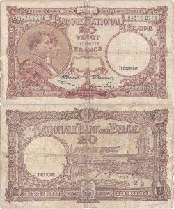 1947 (30 Aprilie), 20 francs (P-111a.28) - Belgia
