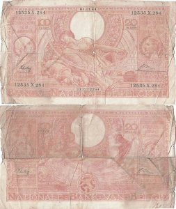 1944 (4 November), 100 francs (P-113) - Belgium