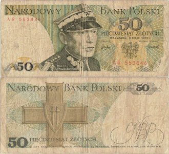 1975 (9 Mai), 50 Zlotych (P-142a.2) - Polonia