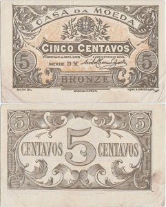 1918 (5 Aprilie), 5 centavos (P-99) - Portugalia