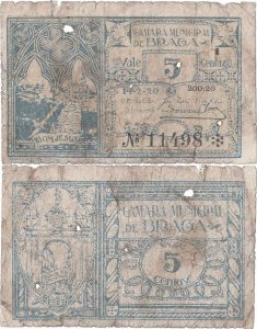 1920 (14 Februarie), 5 centavos (CED.32var.) - Portugalia (Braga)