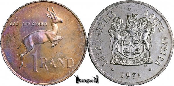 1971, 1 Rand (Hern#D287) - Africa de Sud - Proof CAMEO