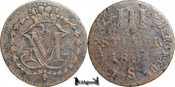 1806 S, 3 Stüber - Maximilian al IV-lea Iosif - Ducatul de Berg