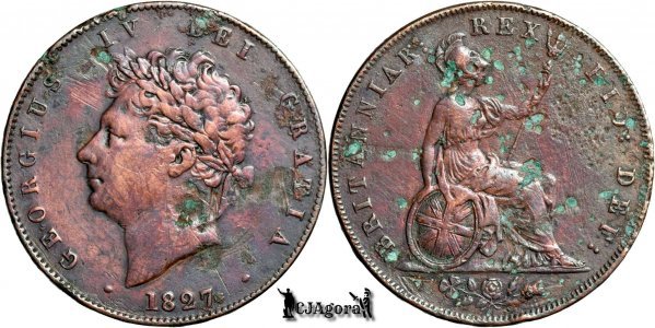 1827, ½ Penny - George al IV-lea - Regatul Unit al Marii Britanii și Irlandei