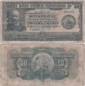 1938 (11 January), 50 escudos (P-75a.1) - Mozambique