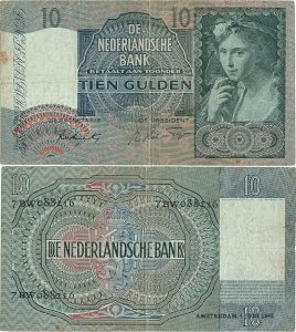 1942 (4 Iunie) , 10 gulden (P-56b.5) - Netherlands