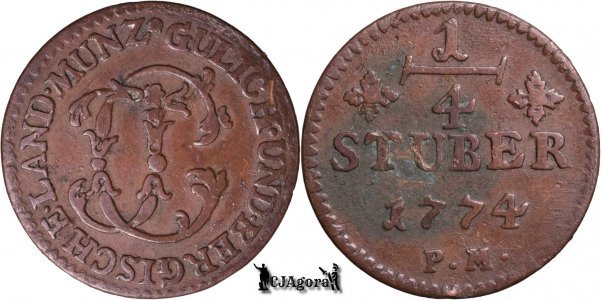 1774 (P.M.), ¼ Stüber - Carl Theodor - Ducatul de Jülich-Berg