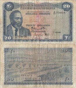 1968 (1 July), 20 shillings (P-3c) - Kenya