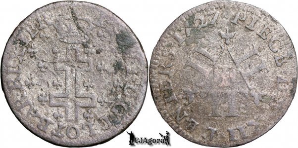 1727, 12 Deniers - Leopold I - Ducatul Lorenei (superioare)