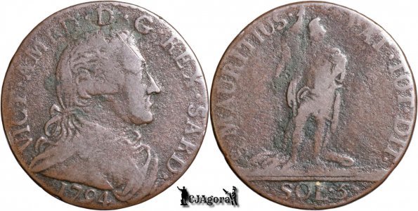 1794, 5 Soldi - Victor Amadeus al III-lea - Ducatul de Savoia