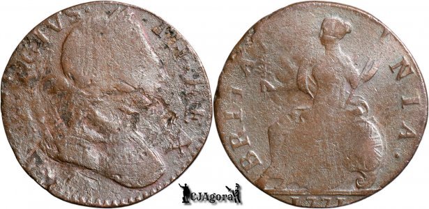 1771, ½ Penny - George III - Kingdom of Great Britain | contemporary counterfeit