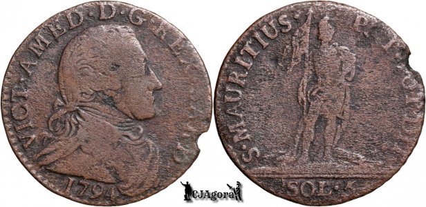 1794, 5 Soldi - Victor Amadeus al III-lea - Ducatul de Savoia