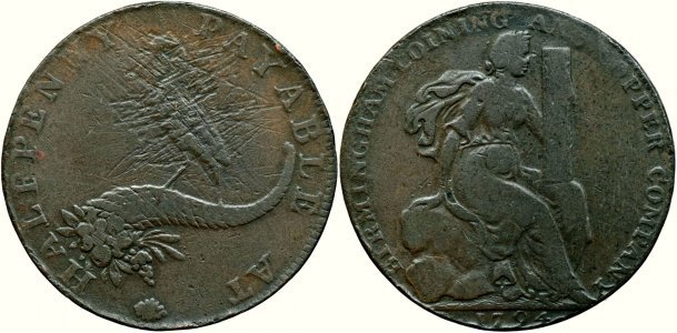1794, ½ penny - Warwickshire – Birmingham - Kingdom of Great Britain