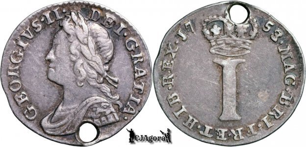 1753, 1 Penny (Maundy) - George II - Kingdom of Great Britain