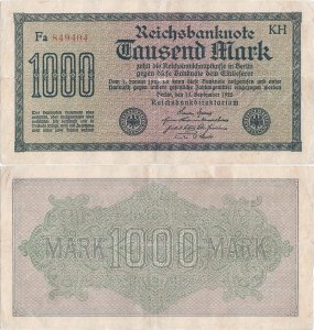 1922 (15 September), 1.000 Mark (P-76f.2) - Germany