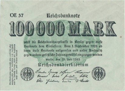 1923 (25 July), 100.000 mark (P-91a) - Germany