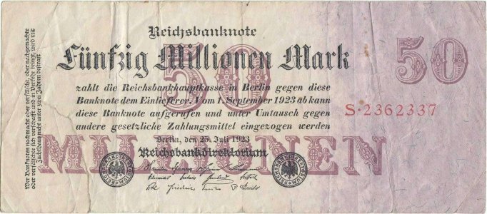 1923 (25 July), 50.000.000 mark (P-98/1) - Germany
