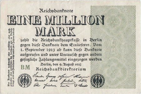 1923 (9 August), 1.000.000 mark (P-102c) - Germany