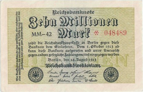 1923 (22 August), 10.000.000 mark (P-106a/1) - Germania