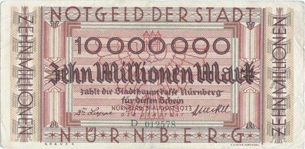 1923 (31 August), 10,000,000 mark - Nürnberg (Germania)
