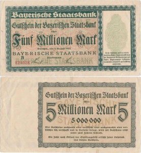 1923 (1 August), 5.000.000 mark (Grabowski BAY.220a) - Germania (München)