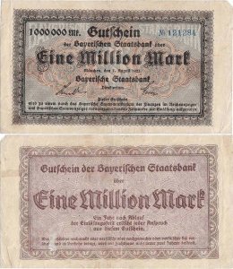 1923 (1 August), 1.000.000 mark (Grabowski 10BAY.218a) - Germania (München)