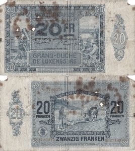 1929 (1 October), 20 francs (P-37a) - Luxembourg