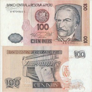 1986 (6 Martie), 100 intis (P-132b) - Peru