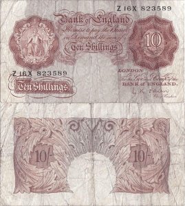 1955, 10 shillings (P-368c) - Regatul Unit al Marii Britanii și al Irlandei de Nord