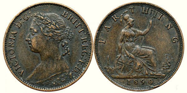 1890, 1 farthing - Victoria Alexandrina - United Kingdom of Great Britain and Northern Ireland