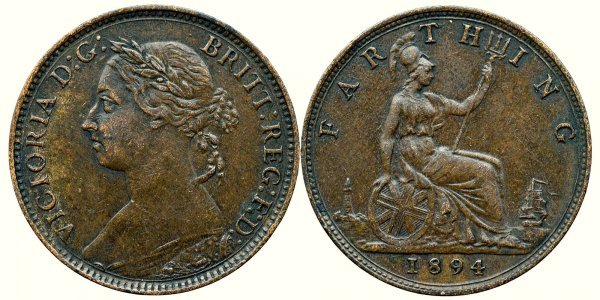 1894, 1 farthing - Victoria Alexandrina - United Kingdom of Great Britain and Northern Ireland