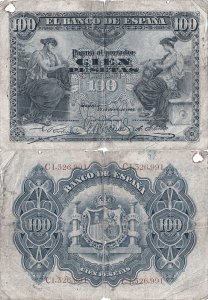 1906 (30 June), 100 pesetas (P-59a) - Spain