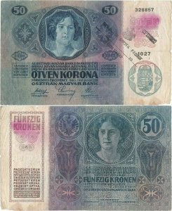 1914 (2 Ianuarie), 50 kronen (P-15) - Imperiul Austro-Ungar