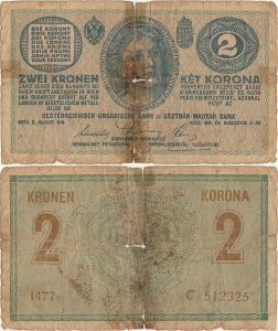 1914 (5 August), 2 kronen (P-17b) - Imperiul Austro-Ungar