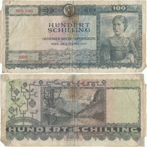 1947 (2 Ianuarie), 100 schilling (P-124) - Austria