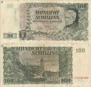 1954 (2 Ianuarie), 100 schilling (P-133) - Austria
