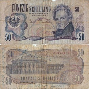 1970 (2 Ianuarie), 50 schilling (P-143a) - Austria