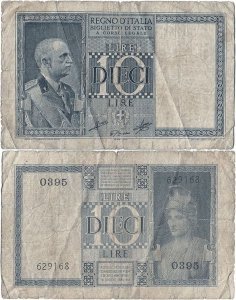 1939, 10 lire (P-25c.1) - Italy