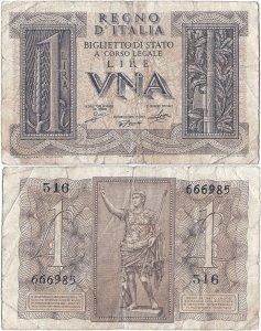 1939 (14 November), 1 lire (P-26) - Italy
