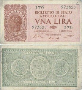 1944 (23 November), 1 lira (P-29a) - Italy